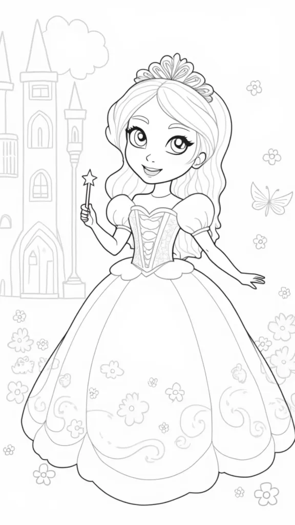 pages à colorier de petite princesse